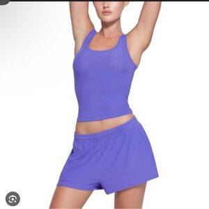Skims Soft Lounge Loose Shorts and ribbed tank set Medium